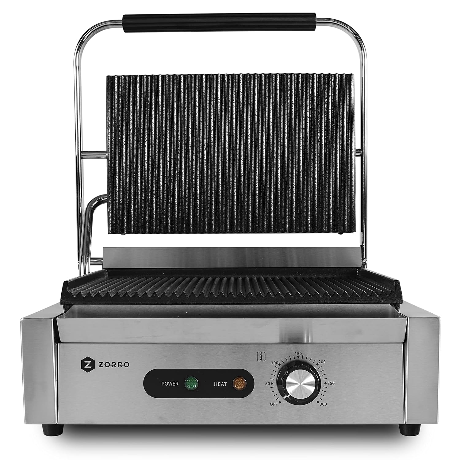 ZORRO Professioneller Kontaktgrill, Edelstahl Elektrogrill mit Grillplatten, Panini-Maker mit Temperaturregelung, Gewerbe-Sandwichmaker mit Antihaftbeschichtung 2 ZORRO Professioneller Kontaktgrill, Edelstahl Elektrogrill mit Grillplatten, Panini-Maker mit Temperaturregelung, Gewerbe-Sandwichmaker mit Antihaftbeschichtung – Bild 2