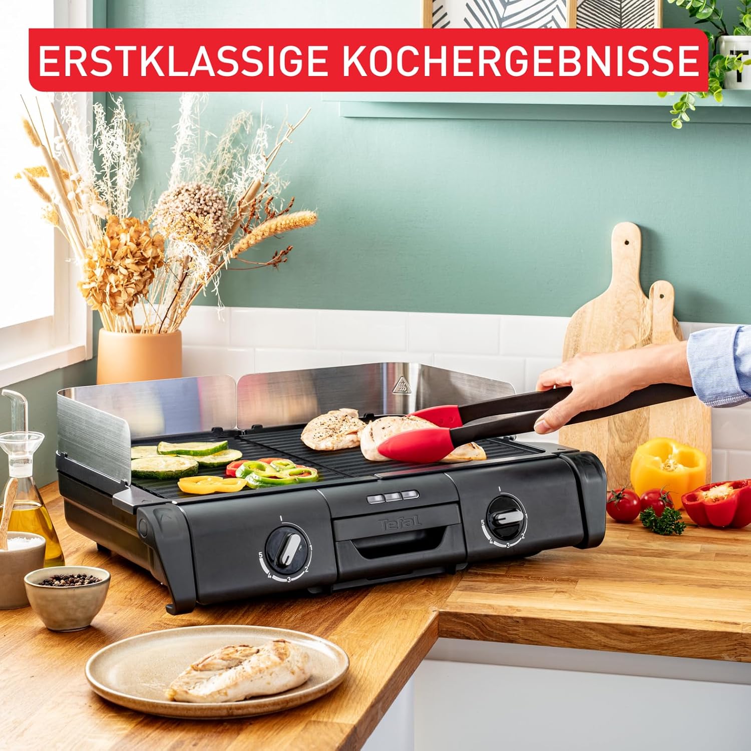 Tefal BBQ Family Elektrischer Tischgrill, 2 getrennte Grillflächen, 2 Thermostate, antihaftbeschichtete Alu-Druckguss Grillplatten, spülmaschinengeeignet, extra tiefe Rillen, Schwarz/Silber, TG800N10 3 Tefal BBQ Family Elektrischer Tischgrill, 2 getrennte Grillflächen, 2 Thermostate, antihaftbeschichtete Alu-Druckguss Grillplatten, spülmaschinengeeignet, extra tiefe Rillen, Schwarz/Silber, TG800N10 – Bild 3