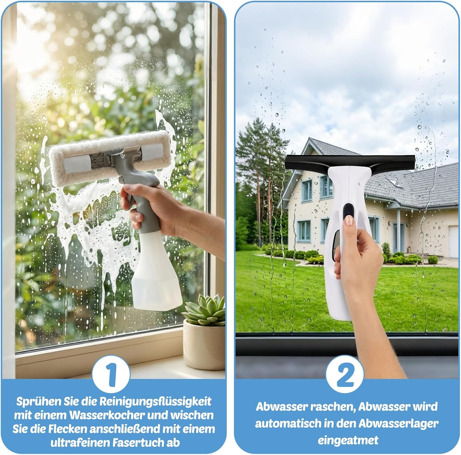 Fenstersauger Fensterputzer Fensterreiniger, Fensterreiniger mit 1,5 KPA Saugkraft, 150 ml Schmutzwassertank, 28 cm Gummilippe, 3000 mAh Akku für Fenster, IPX4 Wasserdicht,Spiegel & Fliesen 5 Fenstersauger Fensterputzer Fensterreiniger, Fensterreiniger mit 1,5 KPA Saugkraft, 150 ml Schmutzwassertank, 28 cm Gummilippe, 3000 mAh Akku für Fenster, IPX4 Wasserdicht,Spiegel & Fliesen – Bild 5