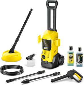 Kärcher Hochdruckreiniger K 2 Premium FJ, Druck: Max. 110 bar, Fördermenge: 360 l/h, Flächenleistung: 20 m²/h, Gewicht: 4,2 kg, HD-Pistole, Strahlrohre, Dreckfräser, Schaumdüse