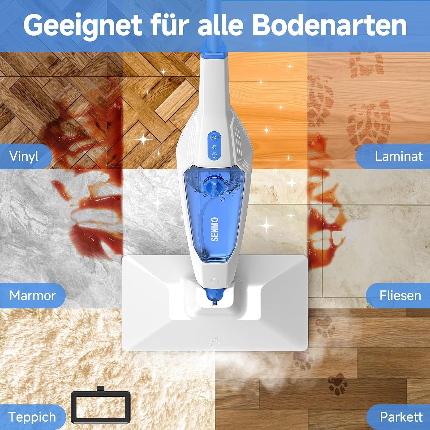 SENMO Dampfreiniger 10-in-1 mit abnehmbarem Handdampfreiniger 3 SENMO Dampfreiniger 10-in-1 mit abnehmbarem Handdampfreiniger – Bild 3