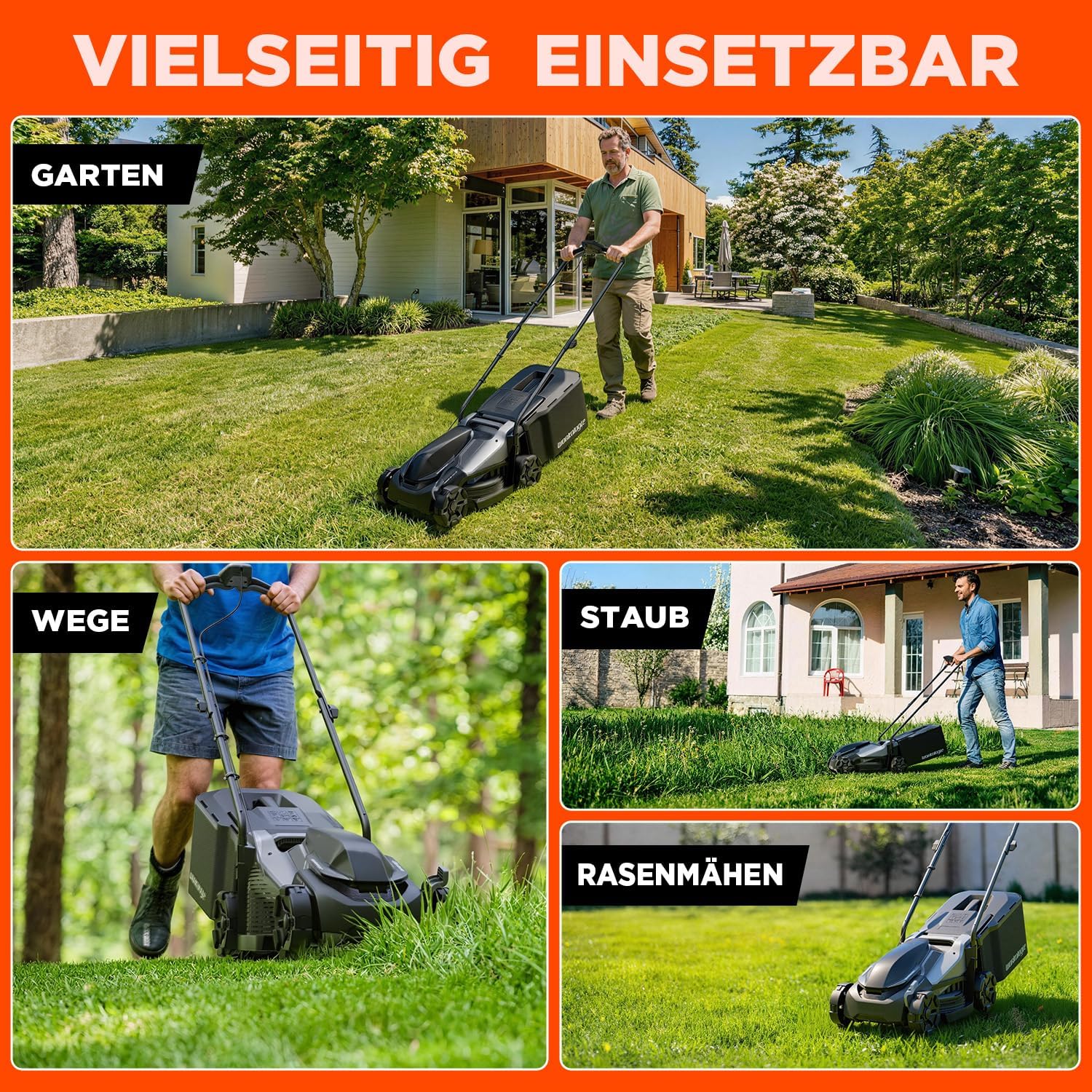33 cm Bürstenloser Akku-Rasenmäher Solo Kompatibel mit 18V Power X-Change | 5-fache Höhenverstellung 25–65mm, 35L Grasfangkorb, Mulchmodus, 1 Ersatzmesser, ohne Akku/Ladegerät 4 33 cm Bürstenloser Akku-Rasenmäher Solo Kompatibel mit 18V Power X-Change | 5-fache Höhenverstellung 25–65mm, 35L Grasfangkorb, Mulchmodus, 1 Ersatzmesser, ohne Akku/Ladegerät – Bild 4
