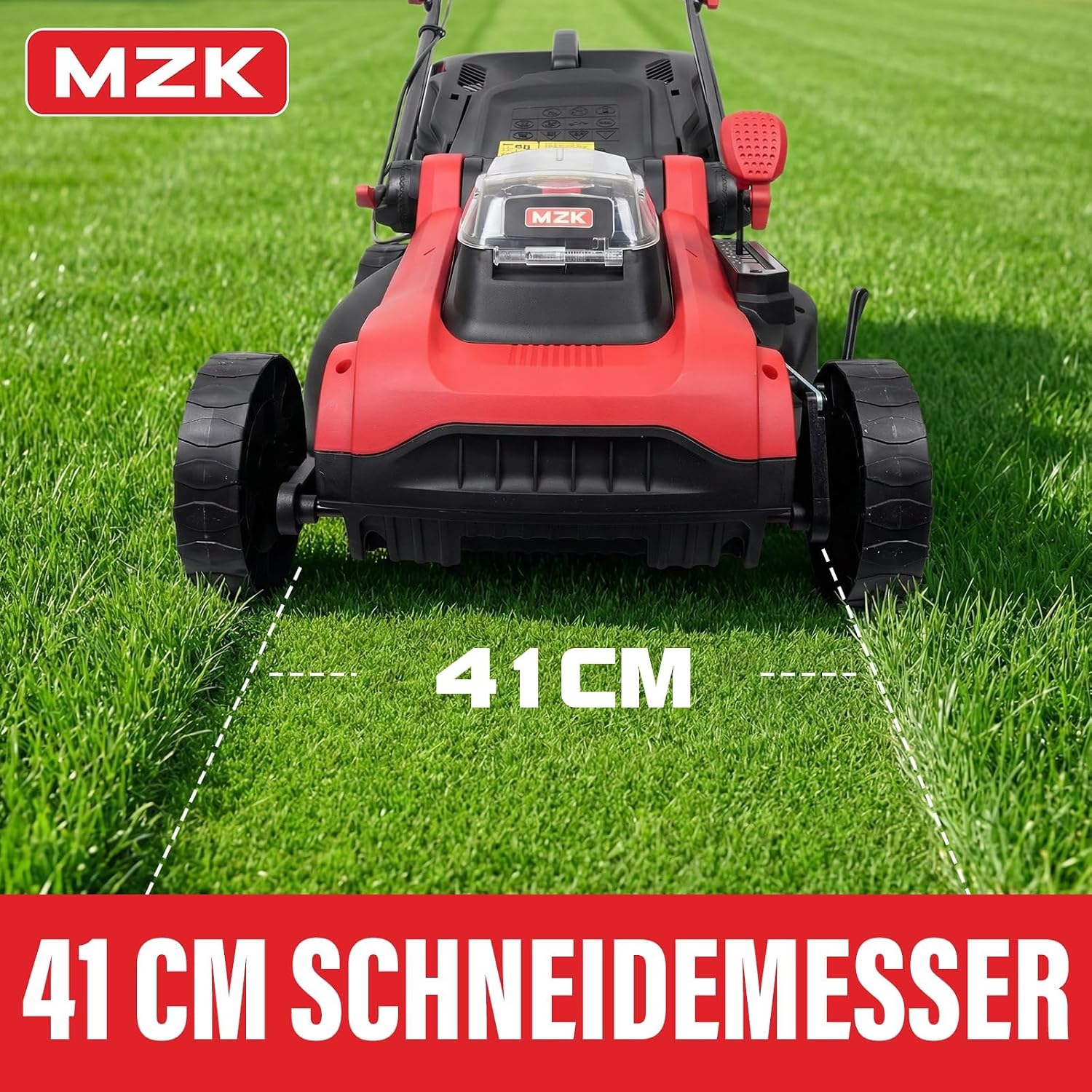 MZK 40V 41 cm Akku Rasenmäher mit Akku und Ladegerät, 2X 4.0Ah | 2-in-1 Akku-Rasenmäher mit 5 Schnitthöhen und 42L Box; kabelloser Elektro Rasenmäher für gepflegte Rasenflächen. 4 MZK 40V 41 cm Akku Rasenmäher mit Akku und Ladegerät, 2X 4.0Ah | 2-in-1 Akku-Rasenmäher mit 5 Schnitthöhen und 42L Box; kabelloser Elektro Rasenmäher für gepflegte Rasenflächen. – Bild 4