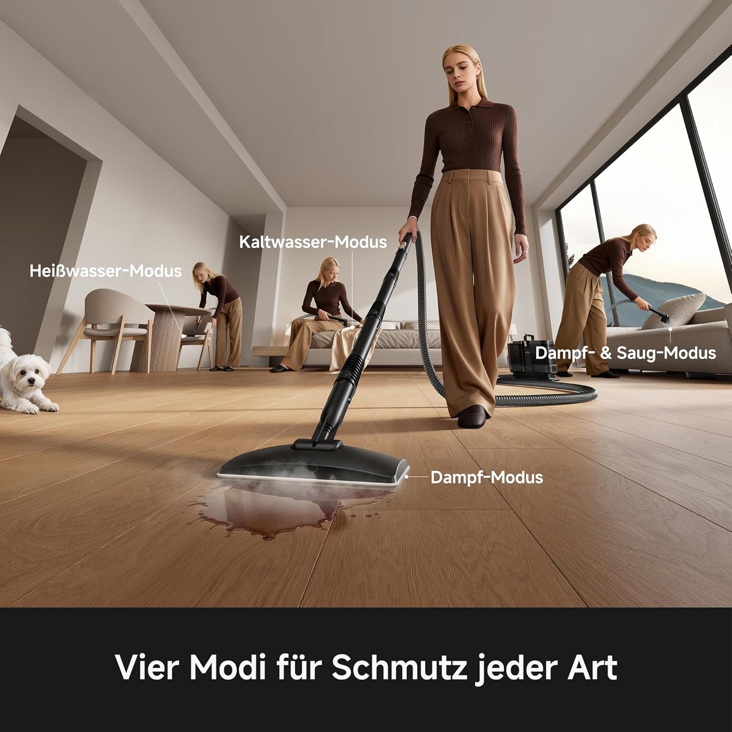 MOVA S10 Dampfreiniger, 9 Aufsätze, Superheißer Dampf, 16.000 Pa, Schwarz 5 MOVA S10 Dampfreiniger, 9 Aufsätze, Superheißer Dampf, 16.000 Pa, Schwarz – Bild 5