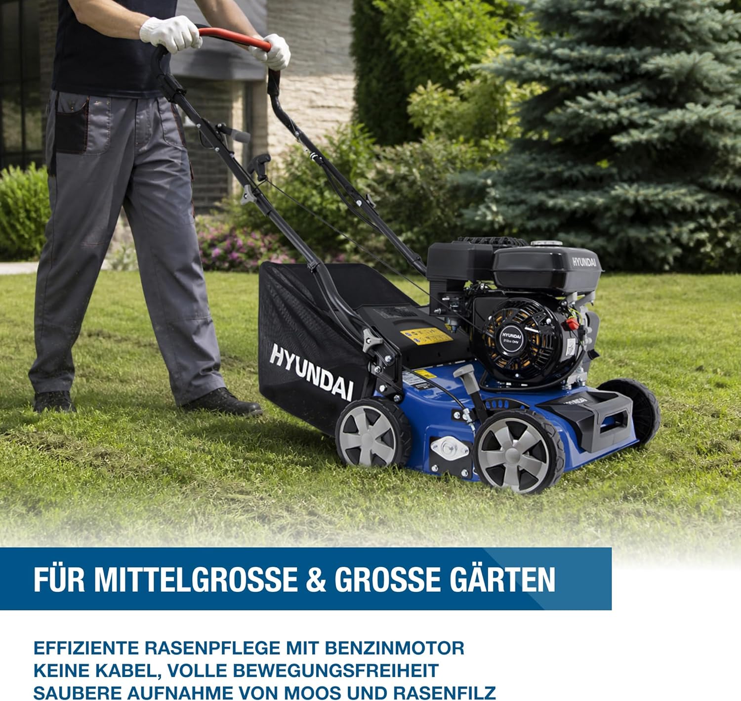 HYUNDAI Benzin Vertikutierer & Rasenlüfter SC4002G – 40 cm, 5.6 PS, 2-in-1 Funktion, 40L Fangkorb, für große Rasenflächen, gegen Moos und Rasenfilz 2 HYUNDAI Benzin Vertikutierer & Rasenlüfter SC4002G – 40 cm, 5.6 PS, 2-in-1 Funktion, 40L Fangkorb, für große Rasenflächen, gegen Moos und Rasenfilz – Bild 2