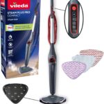 Vileda Steam Plus Pro Compact Dampfreiniger, 4 Dampfstufen | Tötet 99,9% der Bakterien & Viren | Sensitive Pad & PowerPad | 4 Dampfstufen | Abstellunterlage | 15s Aufheizzeit