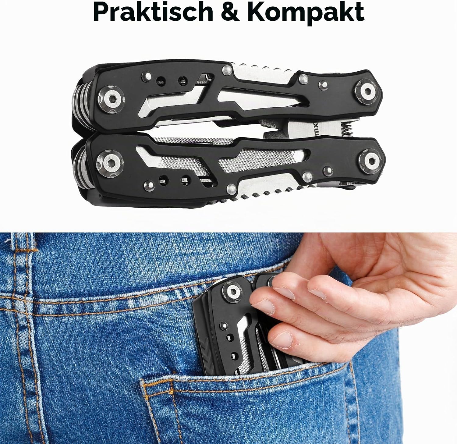 Multitool Werkzeug mit Zange, 13 in 1 Zange Schraubendreher Messer Säge usw, Multi-Tool für Freien Camping Angeln, Outdoor Mini Werkzeug Ideal Geschenke für Frauen Männer 4 Multitool Werkzeug mit Zange, 13 in 1 Zange Schraubendreher Messer Säge usw, Multi-Tool für Freien Camping Angeln, Outdoor Mini Werkzeug Ideal Geschenke für Frauen Männer – Bild 4