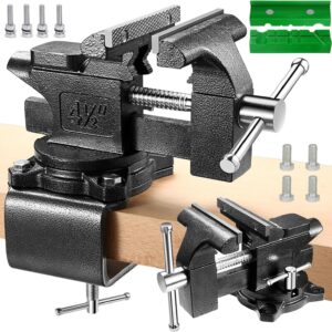 Schraubstock - Tischschraubstock drehbar 270°, 110 mm Spannweite,2-in-1-Mehrzweck-Hochleistungs-Schraubstock mit multifunktionalen weichen Backen