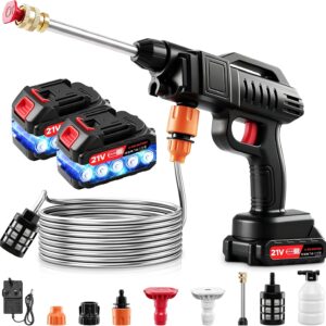 Akku Hochdruckreiniger 1500W Kabellos| Ankishi Tragbarer Hochdruckreiniger mit 2×2,0Ah Akku | Mobiler Hochdruckreiniger 60 Bar 215 L/h | 5M Schlauch 3-in-1 Düse | Waschpistole für Auto Garten Terrasse