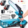 Mini Kettensäge mit Akku, 1000W Bürstenloser Motor, 6 Zoll Akku kettensäge mit 4000mAh Akkus, Mit 2 Ketten und Sicherheitsverriegelung, Handkettensäge Akku für Gartenscheren Astschere Holzschneiden 5 81XX3p6Y4wL. AC SL1500