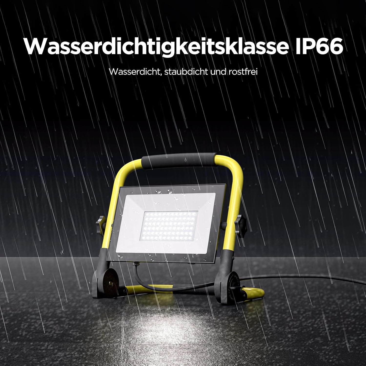 LED Baustrahler, 50W 5000LM Arbeitsleuchte mit Stativ und 3m Kabel, IP66 Wasserdichter Baustrahler LED mit EU Stecker, 6500K Kaltes Weißes Licht Baustellenlampe für Werkstatt oder Baustelle, Garage 4 LED Baustrahler, 50W 5000LM Arbeitsleuchte mit Stativ und 3m Kabel, IP66 Wasserdichter Baustrahler LED mit EU Stecker, 6500K Kaltes Weißes Licht Baustellenlampe für Werkstatt oder Baustelle, Garage – Bild 4