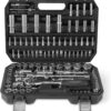 Amazon Basics Steckschlüsselsatz mit Ratschen, Verlängerungen und Bits, CRV-Stahl, Ratschenschlüssel-Set für Heimwerker und Autoreparaturen, 108 Teile, Inklusive Aufbewahrungskoffer 2 81b1PdFWuWL. AC SL1500