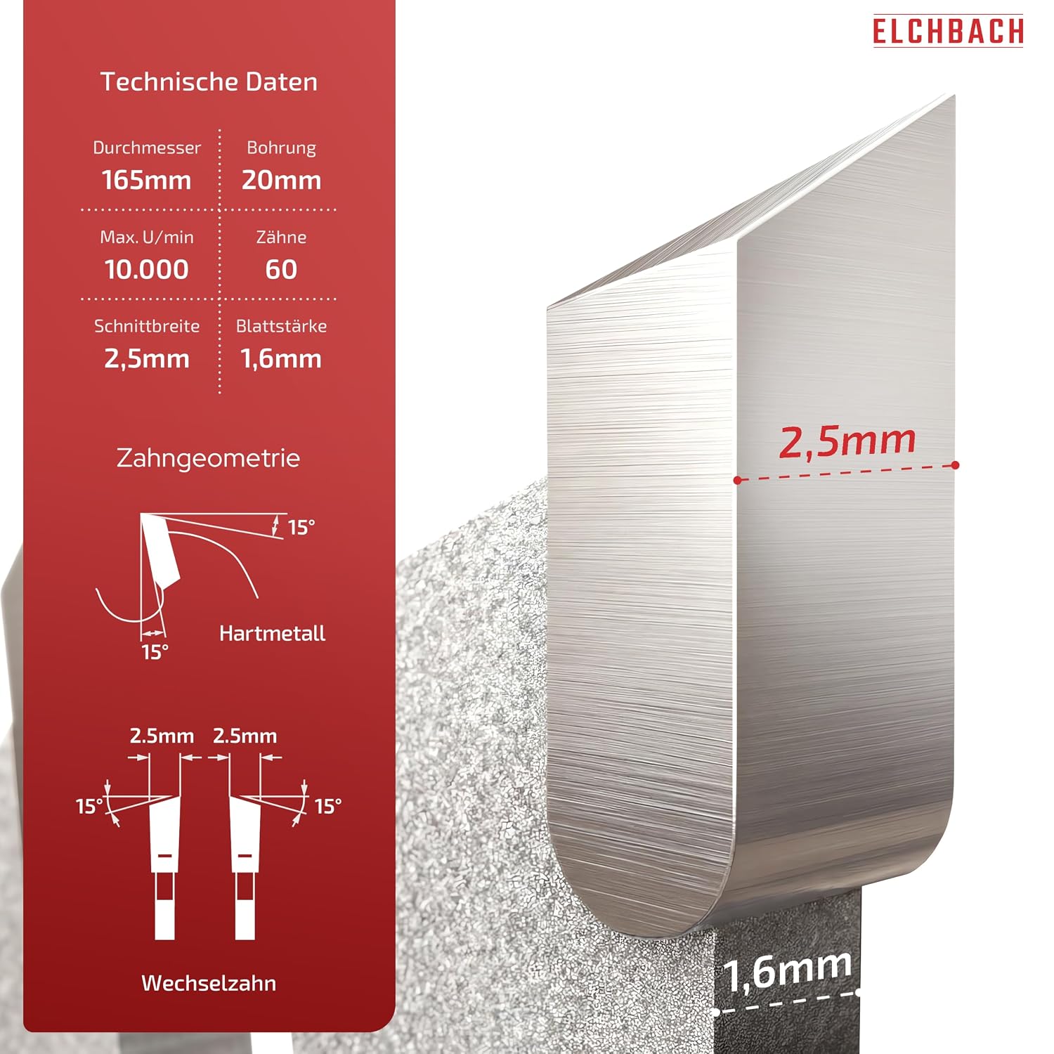 Holz Kreissägeblatt 165×20 mm Hartmetall - Ideal für Hart- und Weichholz - Sägeblatt 165x20 Holz kompatibel mit Tauchsäge & Kreissäge von Bosch & Makita 5 Holz Kreissägeblatt 165×20 mm Hartmetall - Ideal für Hart- und Weichholz - Sägeblatt 165x20 Holz kompatibel mit Tauchsäge & Kreissäge von Bosch & Makita – Bild 5