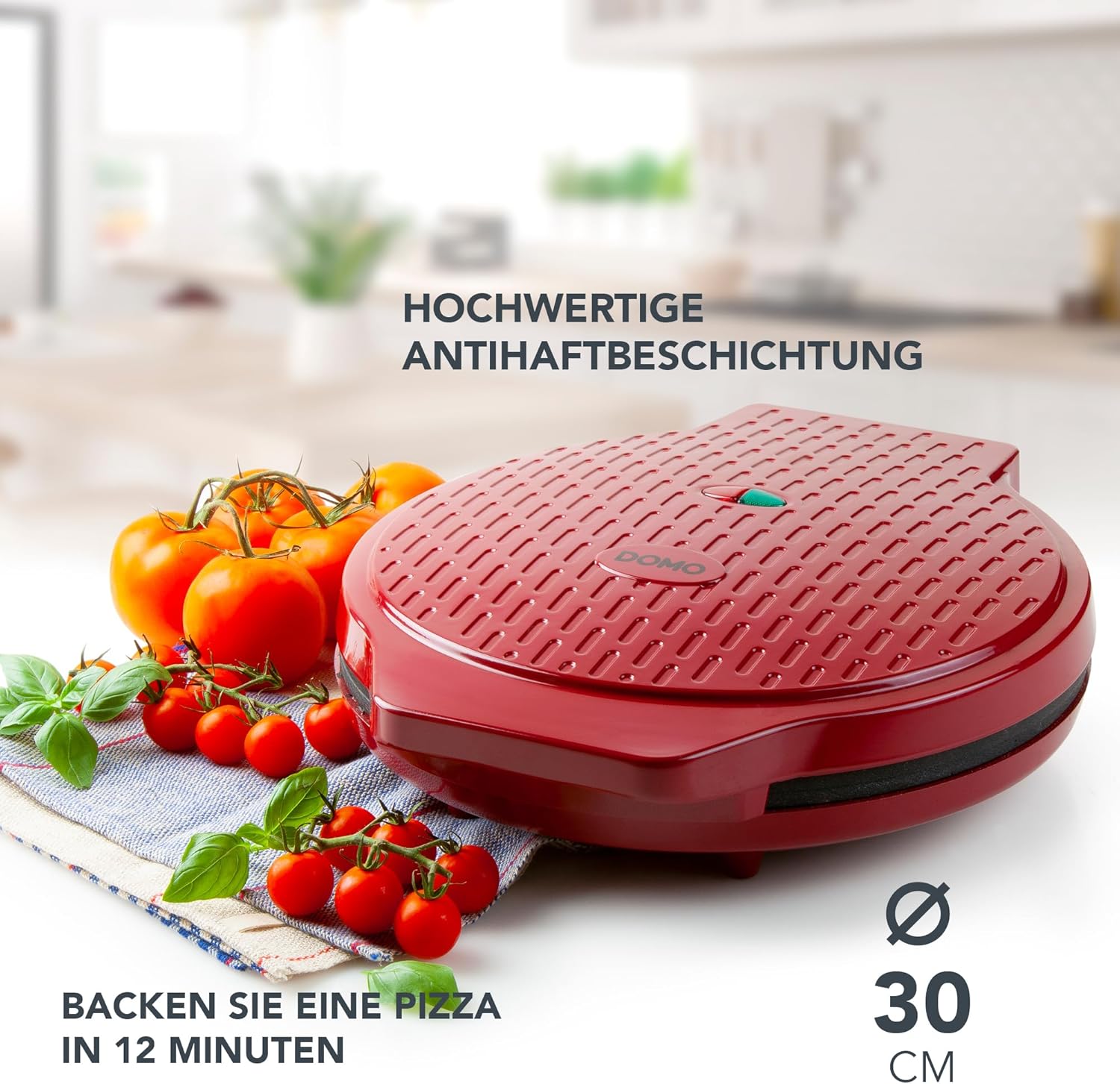 DOMO Pizzaofen – 30 cm, Pizza in 12 Min., 1450 W, Antihaft 4 DOMO Pizzaofen – 30 cm, Pizza in 12 Min., 1450 W, Antihaft – Bild 4