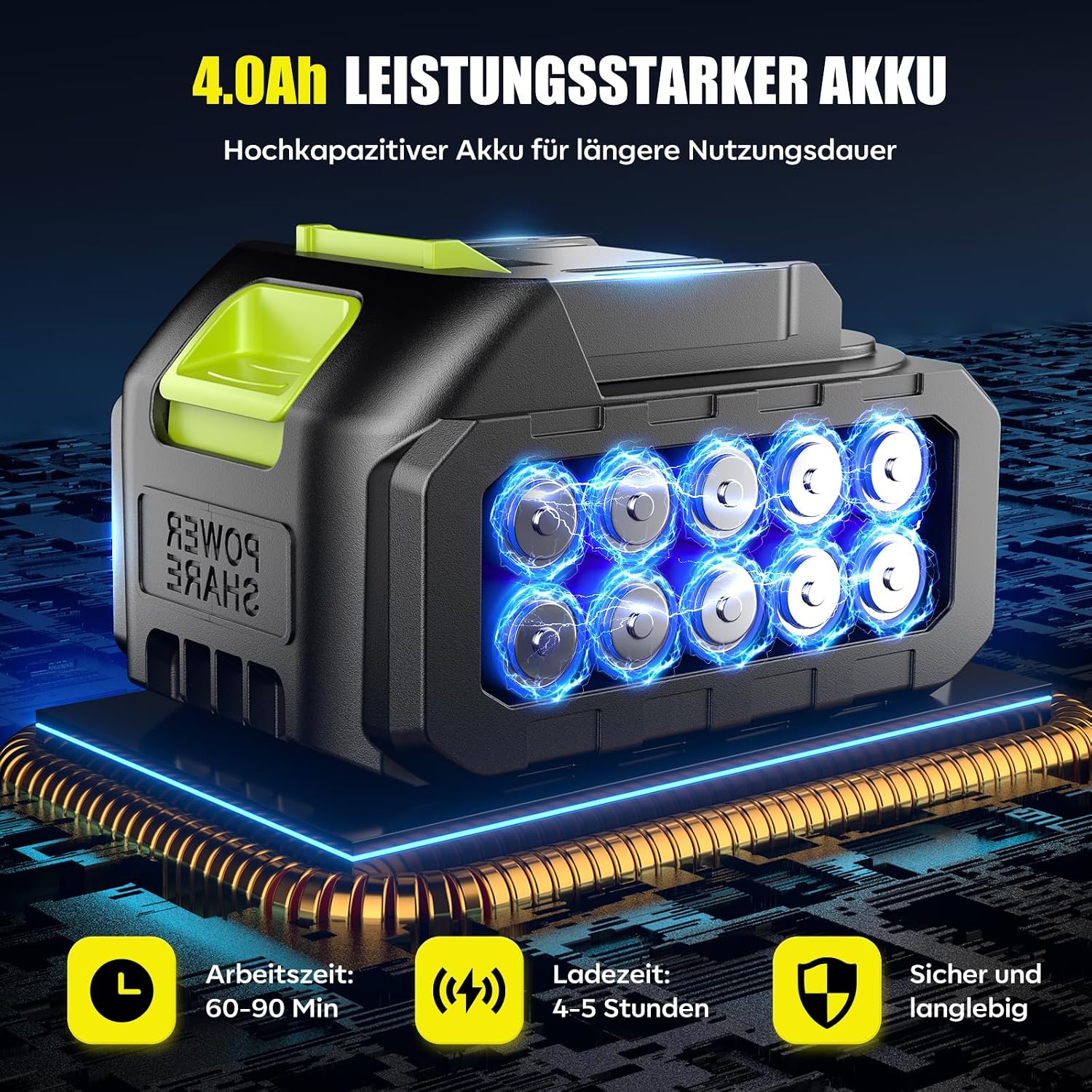 YKYI Akku Hochdruckreiniger 1200 PSI, 21V Bürstenloser Motor 5 YKYI Akku Hochdruckreiniger 1200 PSI, 21V Bürstenloser Motor – Bild 5