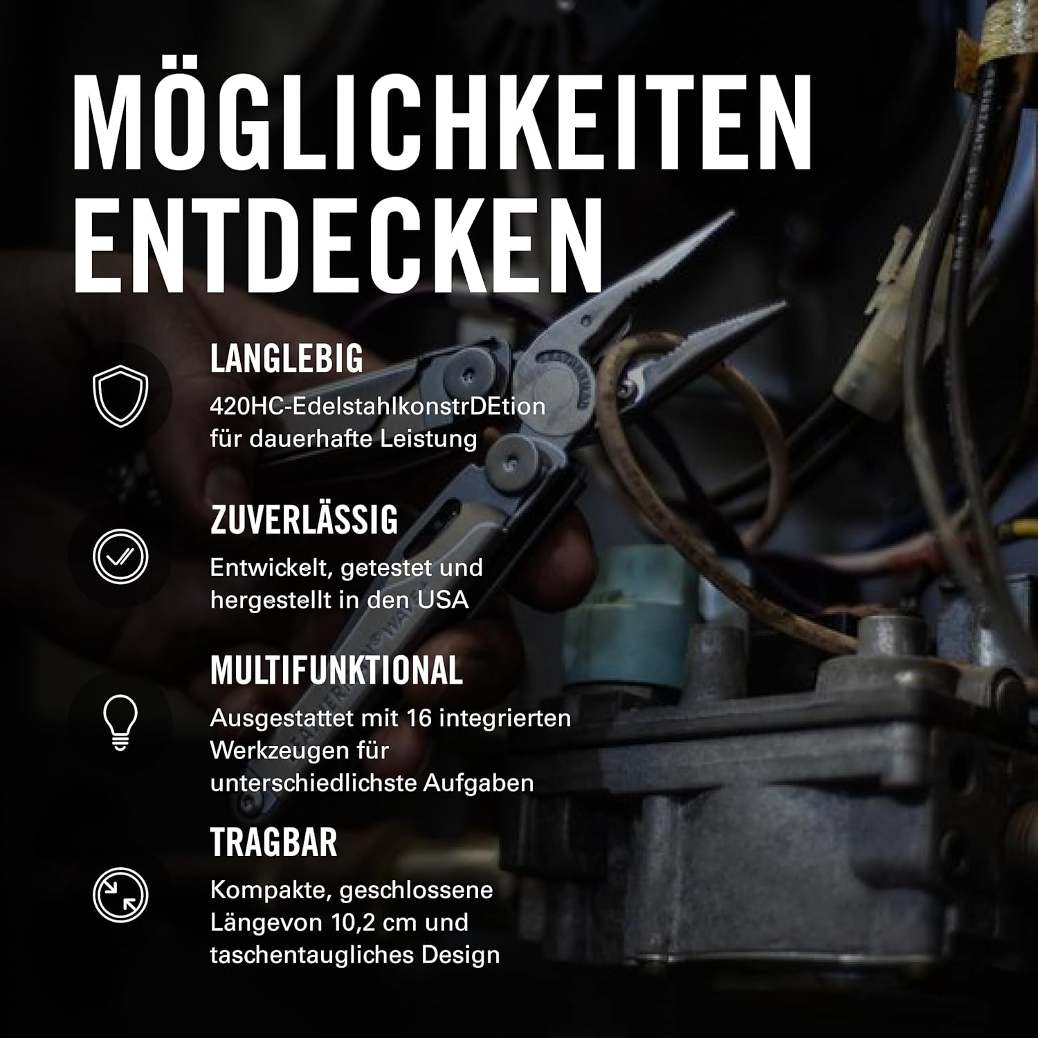 Leatherman Wave+ Multi-Tool, Schwarz | 18-in-1 Hochleistungs-Edelstahlwerkzeug mit Klingen, Zangen und Drahtschneidern, Camping Zubehör 4 Leatherman Wave+ Multi-Tool, Schwarz | 18-in-1 Hochleistungs-Edelstahlwerkzeug mit Klingen, Zangen und Drahtschneidern, Camping Zubehör – Bild 4