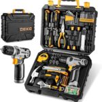 DEKO 126-teiliger Werkzeugkoffer mit 8V-Akkuschrauber, Multifunktionaler Akkuschrauber Set, Basis Werkzeugkasten für den Hausgebrauch, DIY Handwerkzeug Set fur Zuhause, Büro und Garten