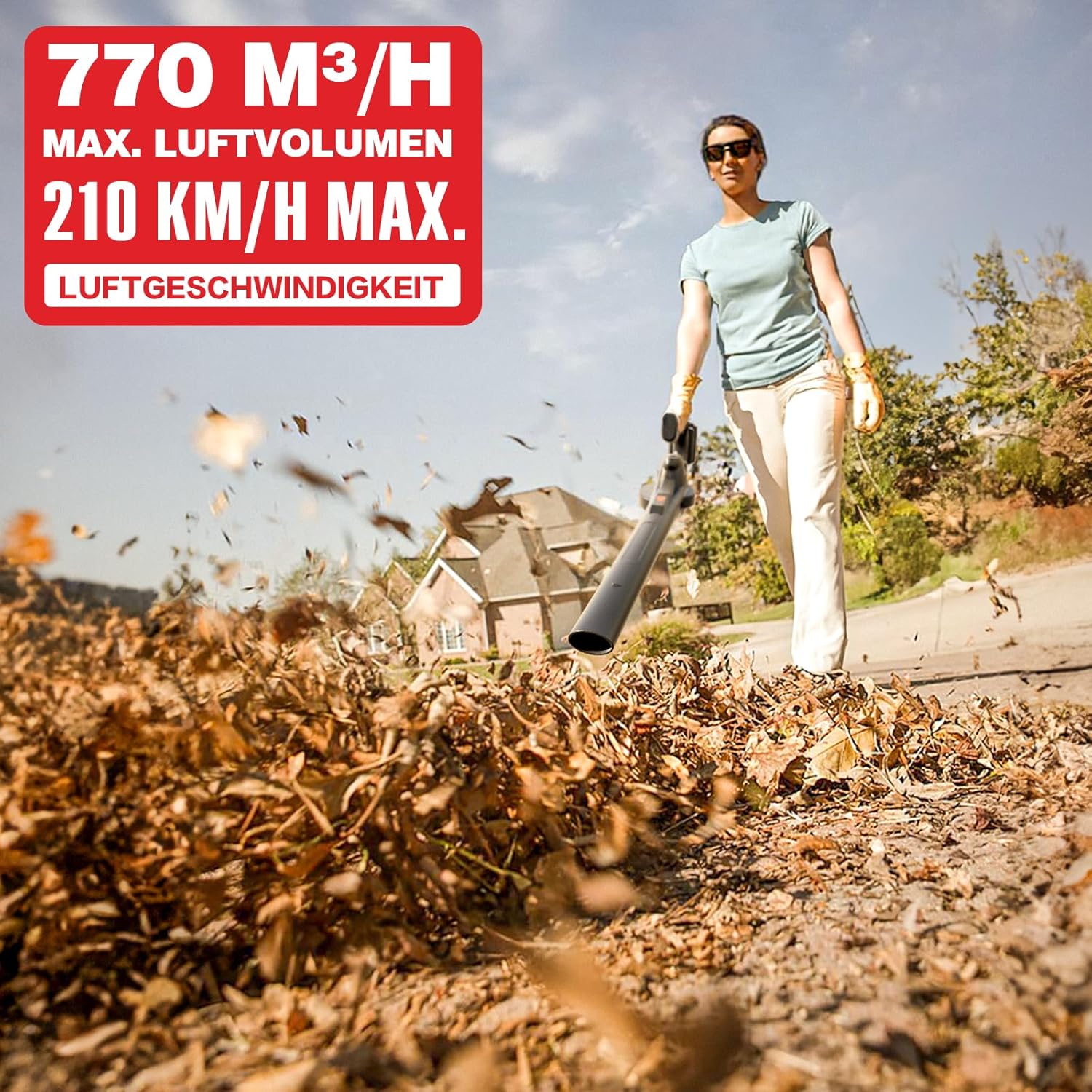 MZK 20V Akku-Laubbläser, 210 km/h & 770 m³/h Laubgebläse, Ultra-Leichter Laubpuster für Garten & Terrasse (Inkl. 2X 2.0Ah Akkus & Ladegerät) 2 MZK 20V Akku-Laubbläser, 210 km/h & 770 m³/h Laubgebläse, Ultra-Leichter Laubpuster für Garten & Terrasse (Inkl. 2X 2.0Ah Akkus & Ladegerät) – Bild 2