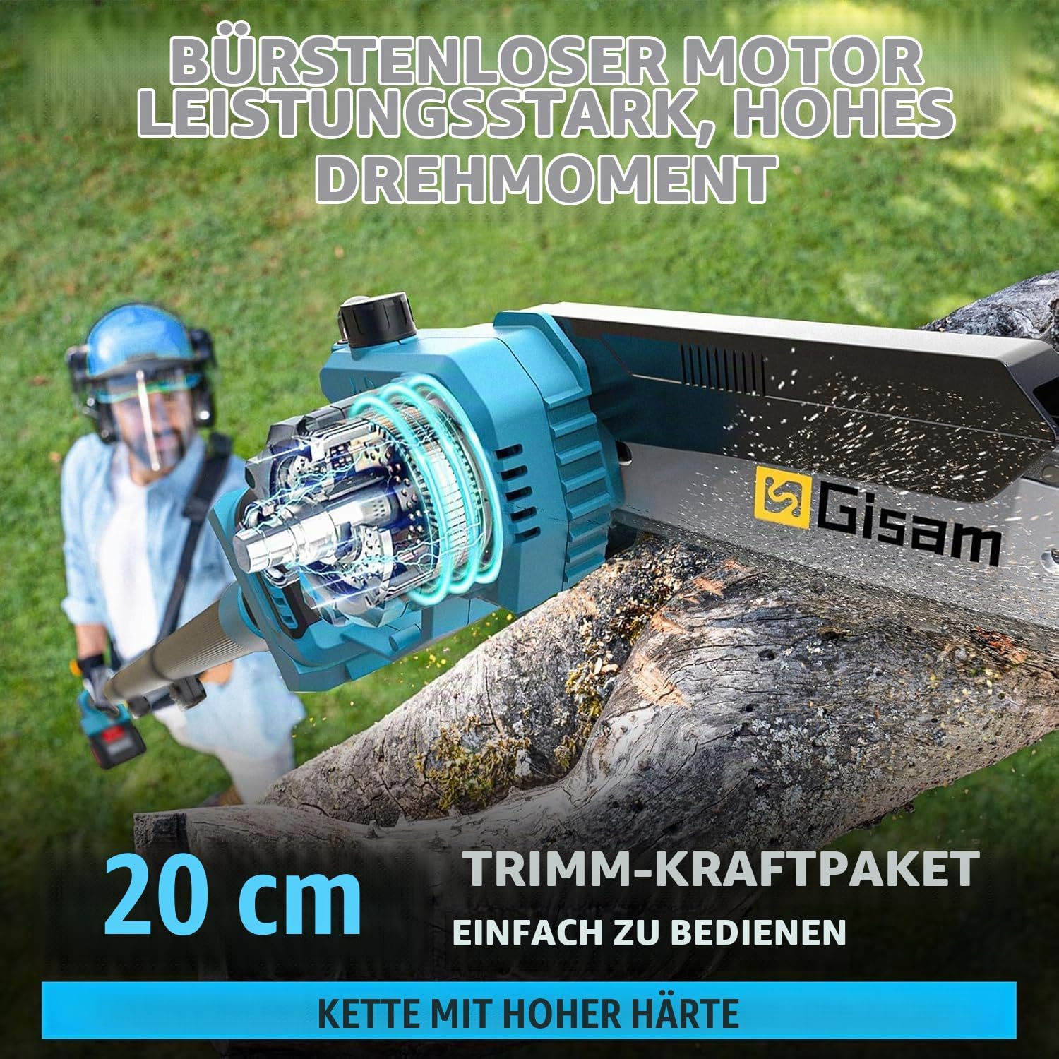 8 Zoll Mini Kettensäge & Akku Elektro Gartenschere 4-in-1 Gartenwerkzeug Set,Mit 2×4.0ah Akku,VerläNgerungsstange Bis 4.2m,BüRstenloser Motor,Elektro Hochentaster AstsäGe FüR Baumzweige, 3 8 Zoll Mini Kettensäge & Akku Elektro Gartenschere 4-in-1 Gartenwerkzeug Set,Mit 2×4.0ah Akku,VerläNgerungsstange Bis 4.2m,BüRstenloser Motor,Elektro Hochentaster AstsäGe FüR Baumzweige, – Bild 3