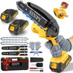6-Zoll Mini Akku kettensäge, Akkusäge mit 2x 2000 mAh akkus kabellose Handsäge mit Sicherheitsschalter für Garten Baumschneiden Brennholz