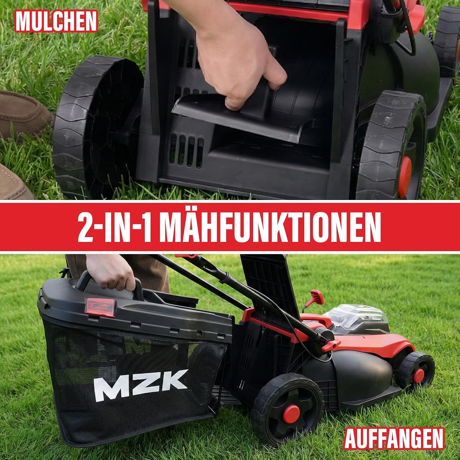 MZK 40V 41 cm Akku Rasenmäher mit Akku und Ladegerät, 2X 4.0Ah | 2-in-1 Akku-Rasenmäher mit 5 Schnitthöhen und 42L Box; kabelloser Elektro Rasenmäher für gepflegte Rasenflächen. 3 MZK 40V 41 cm Akku Rasenmäher mit Akku und Ladegerät, 2X 4.0Ah | 2-in-1 Akku-Rasenmäher mit 5 Schnitthöhen und 42L Box; kabelloser Elektro Rasenmäher für gepflegte Rasenflächen. – Bild 3