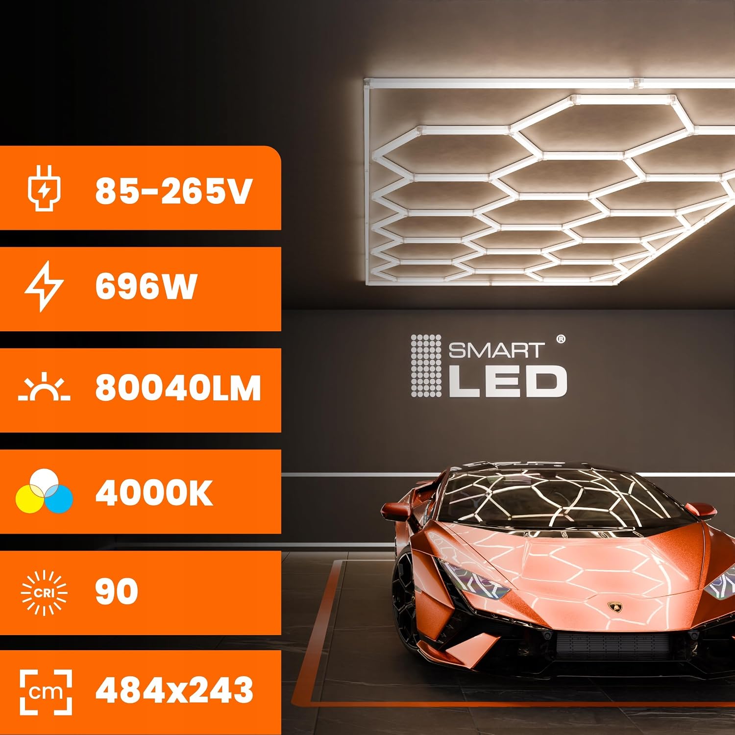 Garagenlampe LED 5-Hex 696W 4000K Verformbare LED Werkstatt Deckenleuchte DlY Sechseck Garage Licht für Garage, Werkstatt, Lager, keller, Fitnessstudio, Hexagon (243 x 484) 2 Garagenlampe LED 5-Hex 696W 4000K Verformbare LED Werkstatt Deckenleuchte DlY Sechseck Garage Licht für Garage, Werkstatt, Lager, keller, Fitnessstudio, Hexagon (243 x 484) – Bild 2