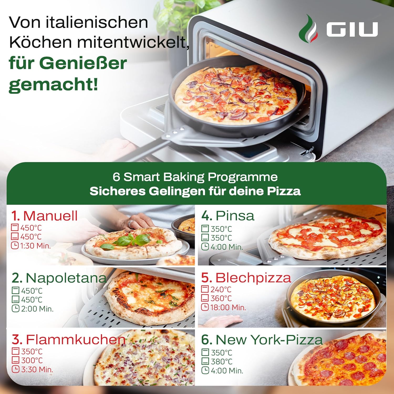 Elektrischer Pizzaofen – Starker Elektro-Ofen für neapolitanische Pizza | Backofen, Pizzaofen, elektrisch, Electric Oven | Über 400 Grad FusionHeat-Tech | Genieße Steinofen-Geschmack Zuhause | GIU 5 Elektrischer Pizzaofen – Starker Elektro-Ofen für neapolitanische Pizza | Backofen, Pizzaofen, elektrisch, Electric Oven | Über 400 Grad FusionHeat-Tech | Genieße Steinofen-Geschmack Zuhause | GIU – Bild 5