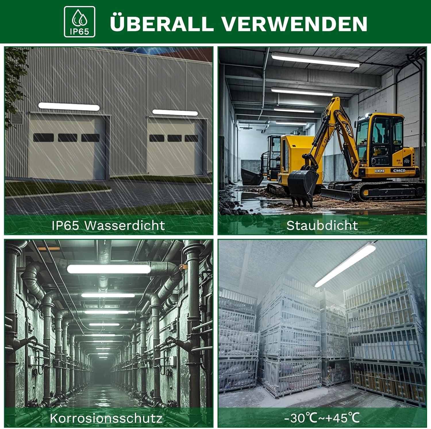 TONFFI Feuchtraumleuchte LED 120CM, 4000K Neutralweiß Feuchtraumlampe Komplett, IP65 Verknüpfbar Kellerlampe für Garage Werkstatt Büro 4 TONFFI Feuchtraumleuchte LED 120CM, 4000K Neutralweiß Feuchtraumlampe Komplett, IP65 Verknüpfbar Kellerlampe für Garage Werkstatt Büro – Bild 4