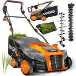 MASKO® Elektro 2in1 Vertikutierer Rasenlüfter 1800W 40cm Arbeitsbreite 55L Fangkorb mit Lüfterwalze Lüfter Moosentferner, 20 Stahlmesser, 5-stufige Arbeitstiefe einstellbar höhenverstellbarer Holm