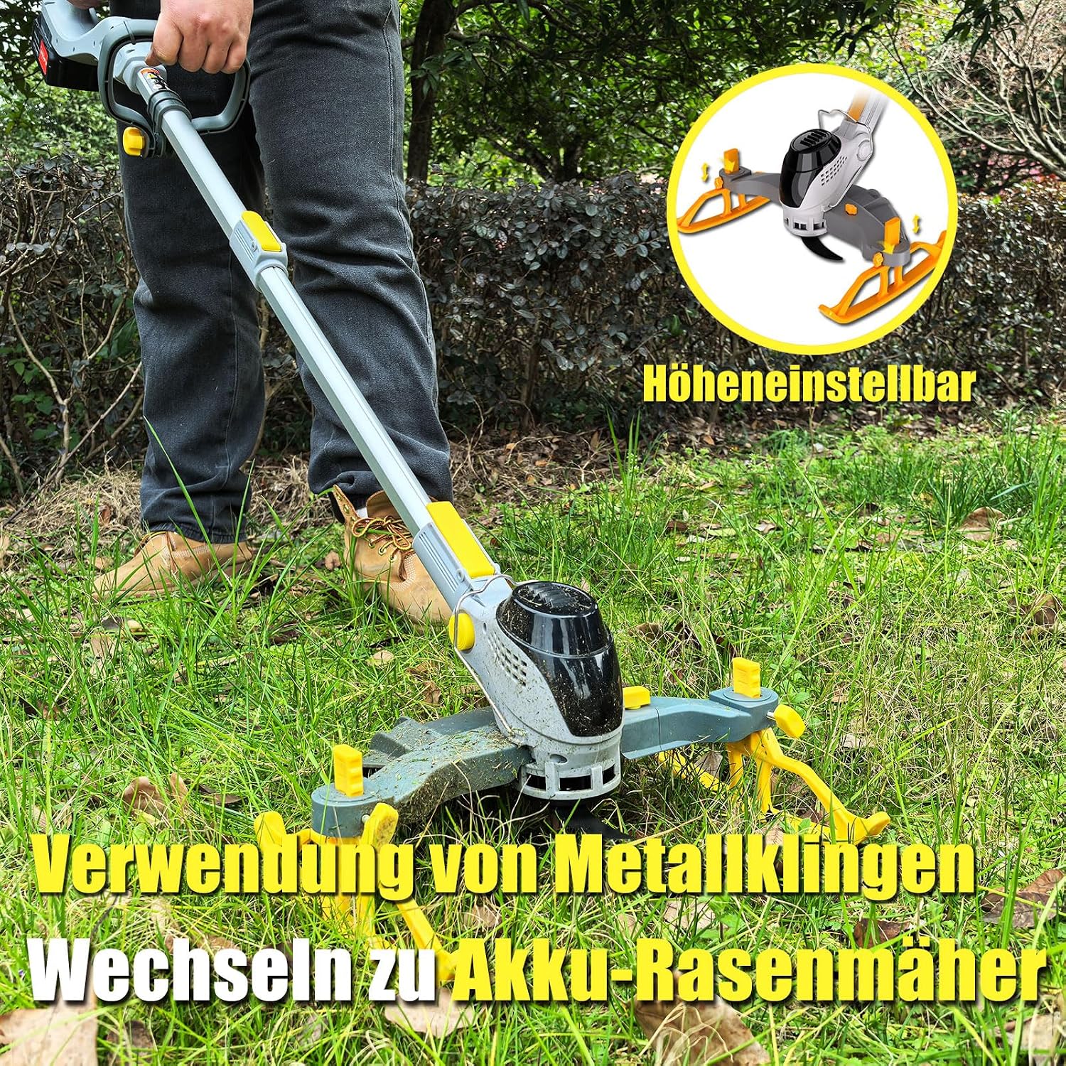 28CM Akku-Rasentrimmer, (2 x 21V 4.0A Akku und schnelles Ladegerät, Hilfsgleitrad, Trimmrad, Teleslopstiel, 2X Sägeblätter, 2X Metallmesser, 20x Kunststoffmesser) freischneider akku 5 28CM Akku-Rasentrimmer, (2 x 21V 4.0A Akku und schnelles Ladegerät, Hilfsgleitrad, Trimmrad, Teleslopstiel, 2X Sägeblätter, 2X Metallmesser, 20x Kunststoffmesser) freischneider akku – Bild 5