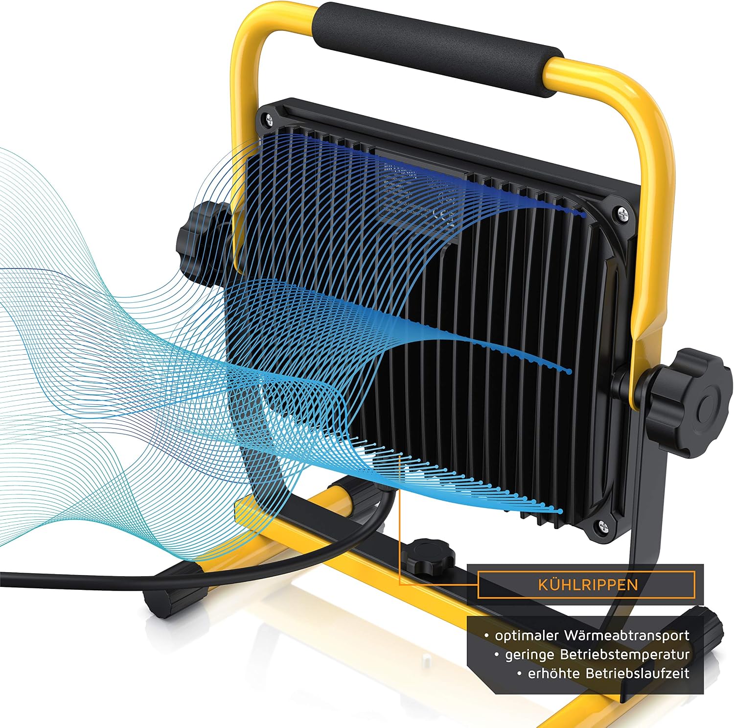 Brandson - 100W LED Baustrahler 144 SMD LEDs – Arbeitsleuchte – Bauscheinwerfer – Baulampe - Tragegriff 6000K – 10000 Lumen – 4 m Stromkabel – Metallgehäuse – IP65 3 Brandson - 100W LED Baustrahler 144 SMD LEDs – Arbeitsleuchte – Bauscheinwerfer – Baulampe - Tragegriff 6000K – 10000 Lumen – 4 m Stromkabel – Metallgehäuse – IP65 – Bild 3