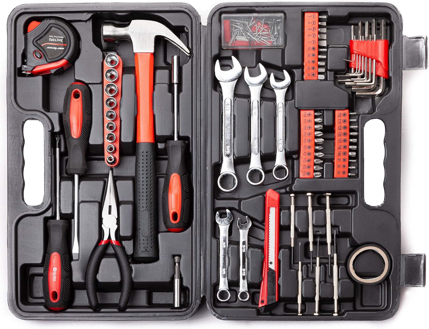 CARTMAN Werkzeugset 148-teilig für Haushalt und Reparaturen, Rot | Mit Formeinlage und Hartschalenkoffer für Wartung, Montage und Heimwerkerarbeiten 1 CARTMAN Werkzeugset 148-teilig für Haushalt und Reparaturen, Rot | Mit Formeinlage und Hartschalenkoffer für Wartung, Montage und Heimwerkerarbeiten