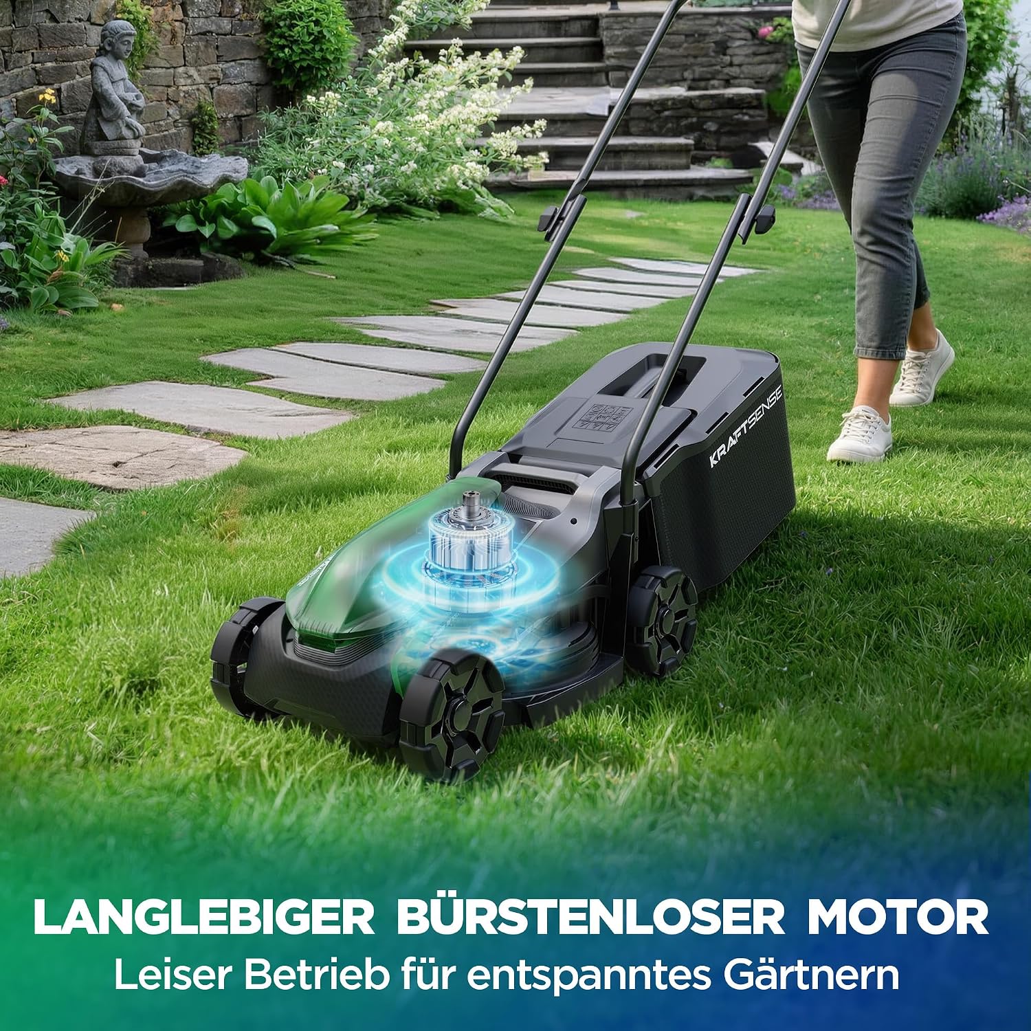 20V Akku-Rasenmäher, 33 cm Schnittbreite, bürstenloser Motor, inkl. 1x 8,0 Ah Akku, Typ-C Ladekabel & Ersatzmesser, 2-in-1 Mulchen & Fangen, für Gärten bis 300 m² 5 20V Akku-Rasenmäher, 33 cm Schnittbreite, bürstenloser Motor, inkl. 1x 8,0 Ah Akku, Typ-C Ladekabel & Ersatzmesser, 2-in-1 Mulchen & Fangen, für Gärten bis 300 m² – Bild 5