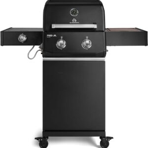 BURNHARD® FRED Jr. Deluxe Gasgrill 2-Brenner, Gusseisenrost, Schwarz-Matt