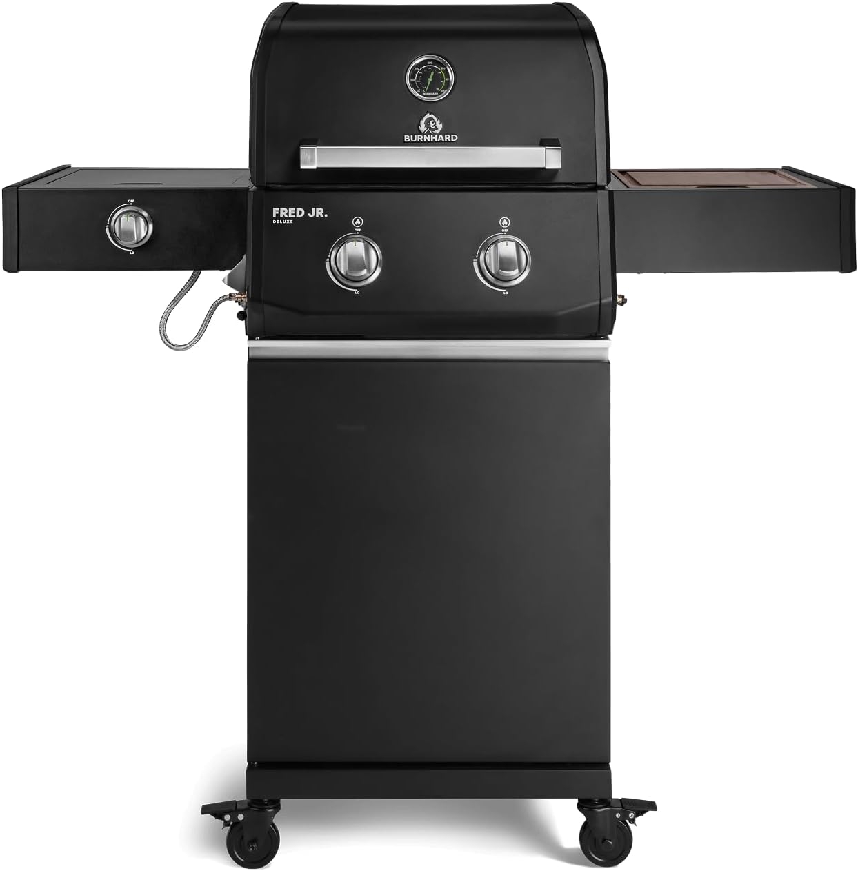 BURNHARD® FRED Jr. Deluxe Gasgrill 2-Brenner, Gusseisenrost, Schwarz-Matt 1 BURNHARD® FRED Jr. Deluxe Gasgrill 2-Brenner, Gusseisenrost, Schwarz-Matt
