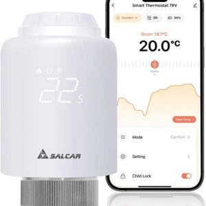 SALCAR Smartes Heizkörperthermostat WiFi TRV603 Thermostat Heizung Kompatibel mit Amazon Alexa & Google Assistant Programmierbar Heizungsthermostat Tuya Smartes Heizkörper kein Gateway erforderlich