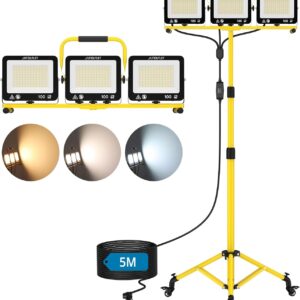 AUTOUTLET Baustrahler LED mit Rollstativ 300W, 3000K/5000K/6500K & 5M Kabel