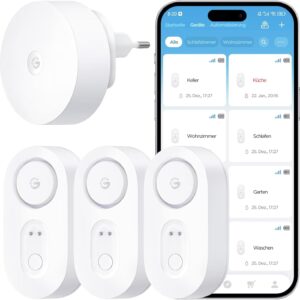 GoveeLife Upgrade Smarter Wassermelder 1s mit Hub, 3 Wassersensoren