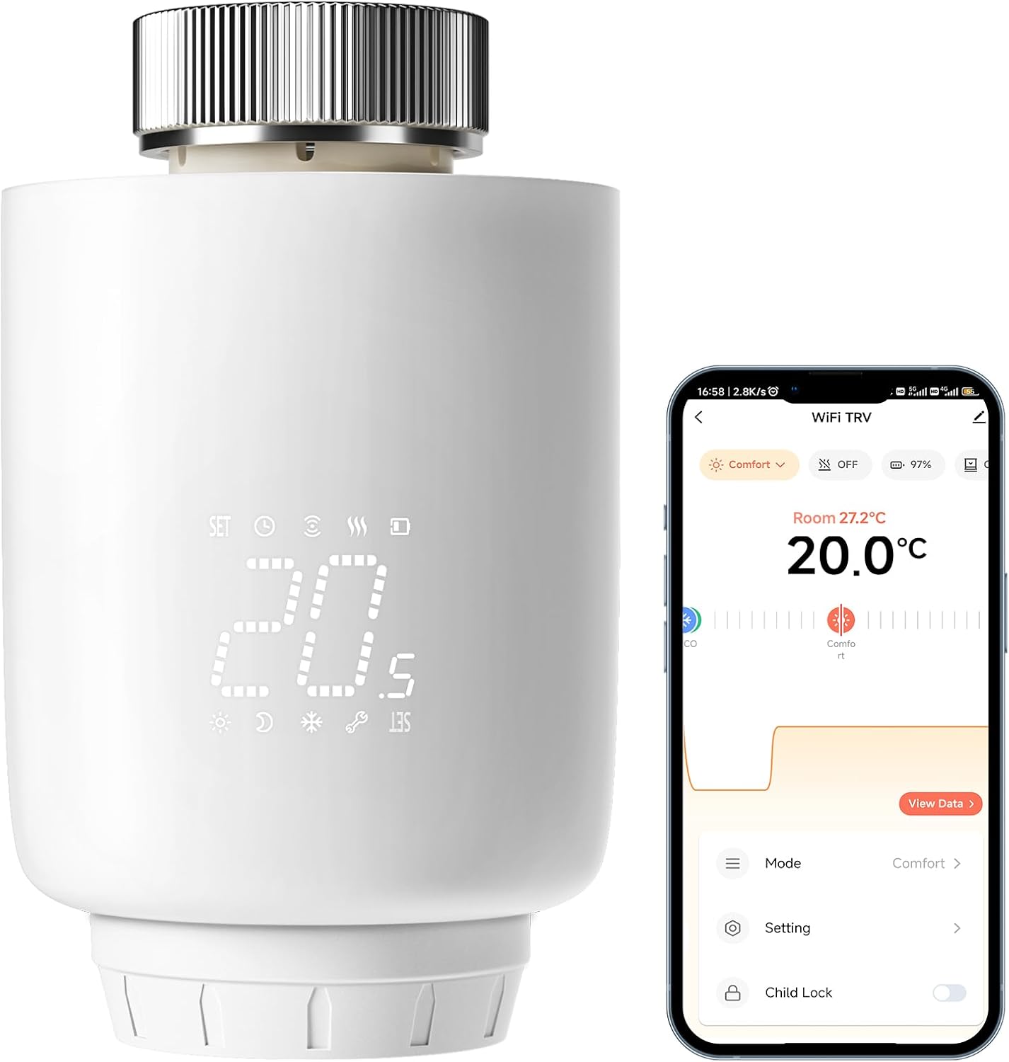 DEWENWILS Smartes Heizkörperthermostat WiFi, Kein Gateway erforderlich 1 DEWENWILS Smartes Heizkörperthermostat WiFi, Kein Gateway erforderlich