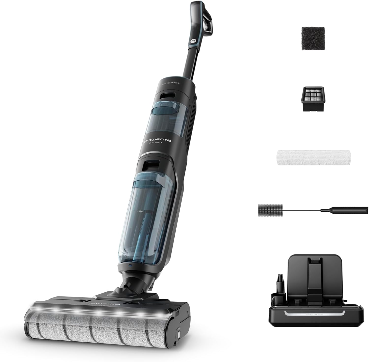 Rowenta X-Clean 5 kabelloser Akku-Nass-Trockensauger, selbstreinigend, nur 1,1 kg in der Hand, Sprachassistenz, LED-Anzeige, 170 Watt, 50 Min. Laufzeit, Schwarz/Blau, GZ5555EE 1 Rowenta X-Clean 5 kabelloser Akku-Nass-Trockensauger, selbstreinigend, nur 1,1 kg in der Hand, Sprachassistenz, LED-Anzeige, 170 Watt, 50 Min. Laufzeit, Schwarz/Blau, GZ5555EE