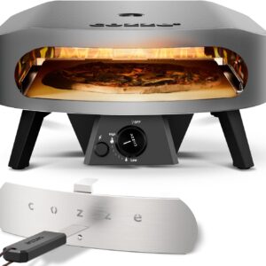 cozze 17" Großer Pizzaofen Gas Outdoor (50mbar) - Pizza Backofen mit Regulator für Familienpizzen – Inkl. Gasschlauch & Regler – 8,0 kW U-Brenner – für Garten & Terrasse