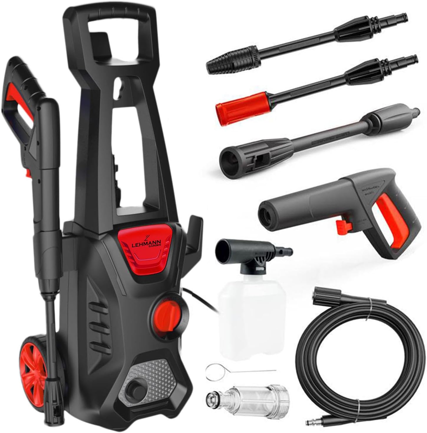 LEHMANN Jukon Hochdruckreiniger, 1600 W, 480 l/h Fördermenge, mit 5m Hochdruckschlauch, Pistole, Lanzen und eine Schaumlanze, Flächenreiniger mit 130 bar Druck für Haus, Garten und Auto 1 LEHMANN Jukon Hochdruckreiniger, 1600 W, 480 l/h Fördermenge, mit 5m Hochdruckschlauch, Pistole, Lanzen und eine Schaumlanze, Flächenreiniger mit 130 bar Druck für Haus, Garten und Auto