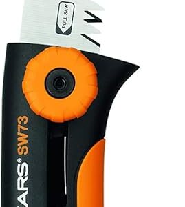 Fiskars Handsäge für frisches Holz, Grobzahnung, Sägeblattlänge: 16 cm, Einziehbar, Rostfreies Stahl-Sägeblatt, Schwarz/Orange, Xtract, SW73, Länge: 35 cm, 1000613