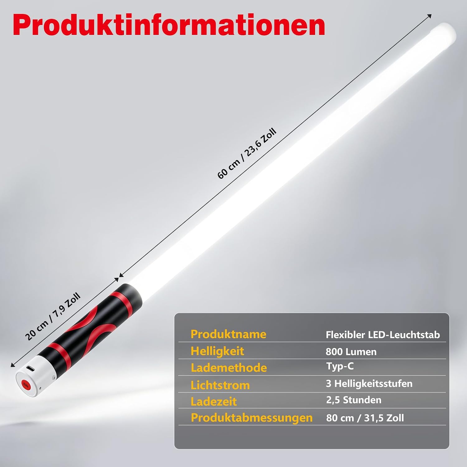 80 cm Flexible LED Arbeitsleuchte – Biegsame Werkstattlampe mit Akku, USB-C, 3 Leuchtmodi, bis zu 800 lm – Ideal als Handlampe für KFZ und Werkstatt (Energieeffizienzklasse A) 3 80 cm Flexible LED Arbeitsleuchte – Biegsame Werkstattlampe mit Akku, USB-C, 3 Leuchtmodi, bis zu 800 lm – Ideal als Handlampe für KFZ und Werkstatt (Energieeffizienzklasse A) – Bild 3