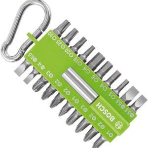 Bosch Accessories Bosch 21-tlgs. Schrauber Bit-Set Grün (mit Universal-Bithalter, Karabiner, Zubehör für Akkuschrauber) Einheitsgröße