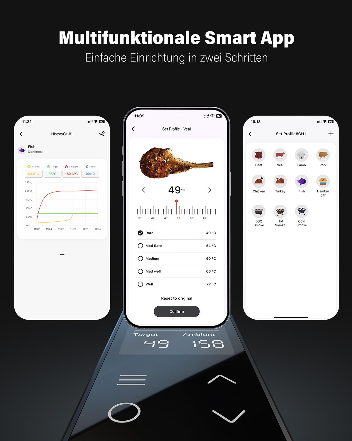 BFOUR WiFi Bluetooth Grillthermometer,Fleischthermometer mit 6 Sensoren,2600mAh Akku,IP67 Wasserdicht,App-Steuerung,Bratenthermometer Für Smoker, Grill, Ofen & Küche 4 BFOUR WiFi Bluetooth Grillthermometer,Fleischthermometer mit 6 Sensoren,2600mAh Akku,IP67 Wasserdicht,App-Steuerung,Bratenthermometer Für Smoker, Grill, Ofen & Küche – Bild 4