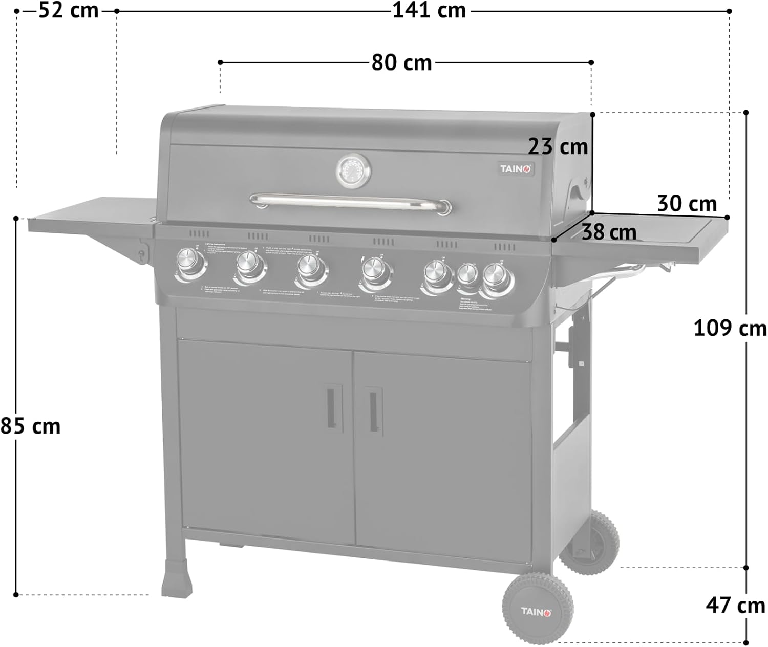 TAINO BRANDO 6+1 Gasgrill 6 Brenner Seitenkocher BBQ Grillwagen Gasgriller 3 TAINO BRANDO 6+1 Gasgrill 6 Brenner Seitenkocher BBQ Grillwagen Gasgriller – Bild 3