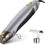 WORKPRO Mini Heißluftpistole, 400W Heißluftföhn, Tragbare Heißluftpistole mit Reflektordüse & klappbarem Ständer, 2 Temperatureinstellungen 300℃/500℃, Für Handwerk, Schrumpffolie, 23 x 4,5 cm