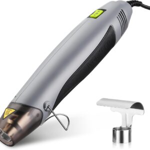WORKPRO Mini Heißluftpistole, 400W Heißluftföhn, Tragbare Heißluftpistole mit Reflektordüse & klappbarem Ständer, 2 Temperatureinstellungen 300℃/500℃, Für Handwerk, Schrumpffolie, 23 x 4,5 cm