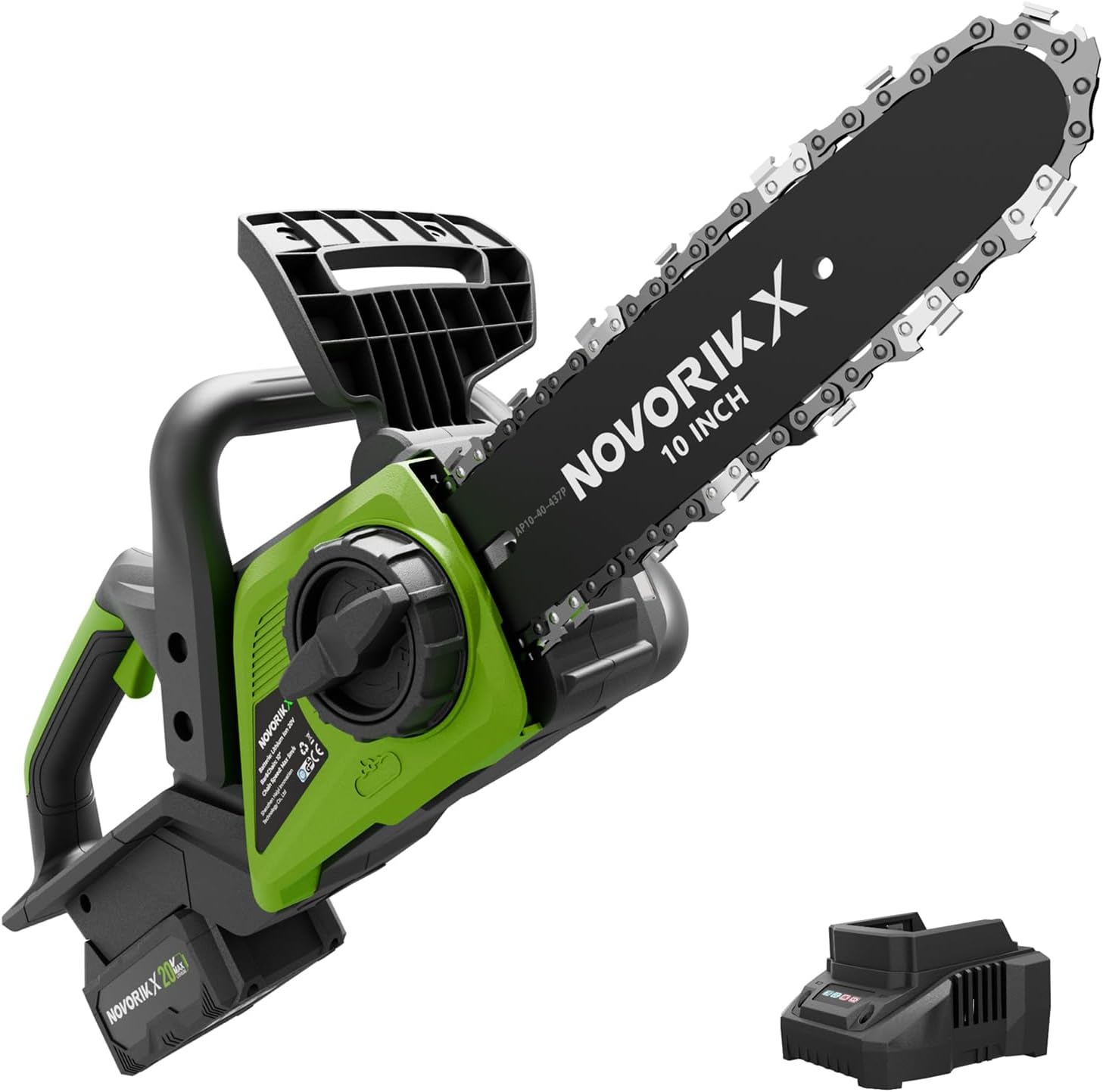NovorikX 20V Akku-Kettensäge 4,0-Ah-Akku mit Ladegerät,25 cm Schwert 1 NovorikX 20V Akku-Kettensäge 4,0-Ah-Akku mit Ladegerät,25 cm Schwert